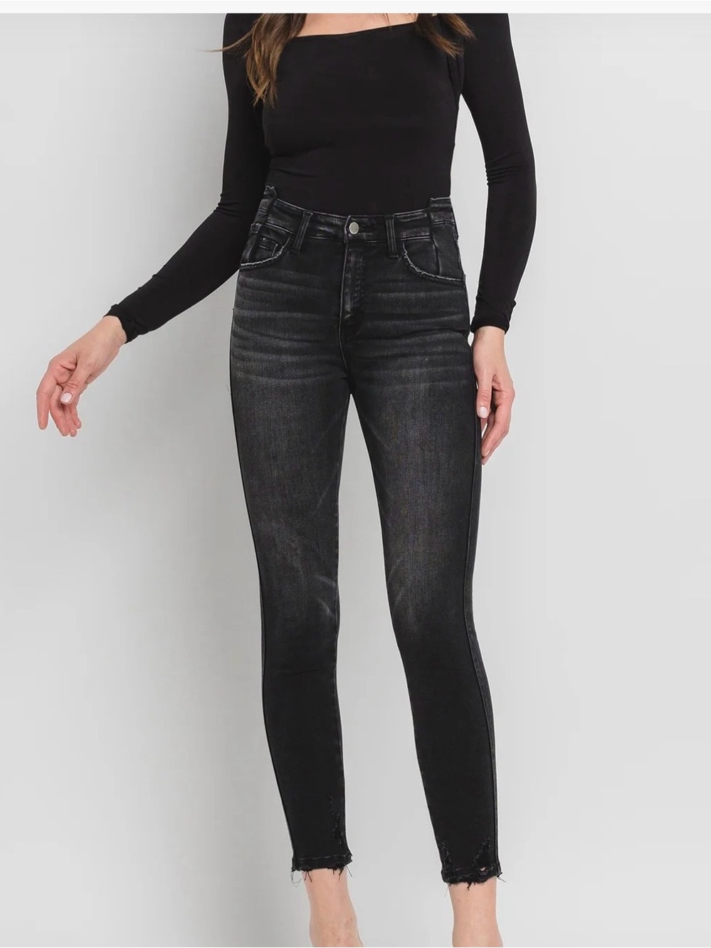 Flying Monkey Women 26 Black Acid Wash Mid-Rise Ankle kinny Jeans